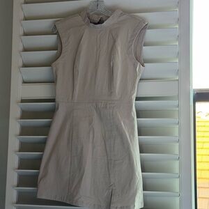 Anthropologie Cream Sheath Mini Dress with Mock Neck